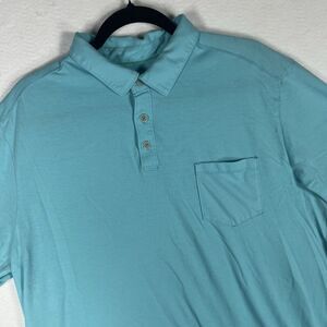 Tommy Bahama Shirt Mens XL Blue Short Sleeve Polo Cotton Blend Pocket Logo